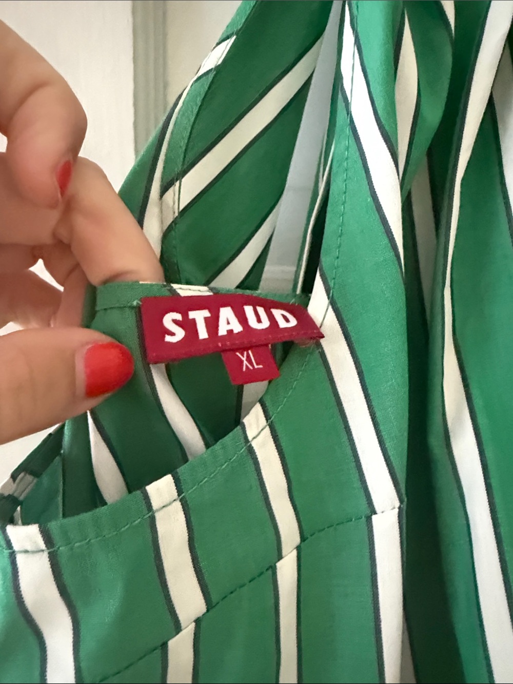 STAUD Green and White Striped Halter Mini Dress - Picture 4 of 5